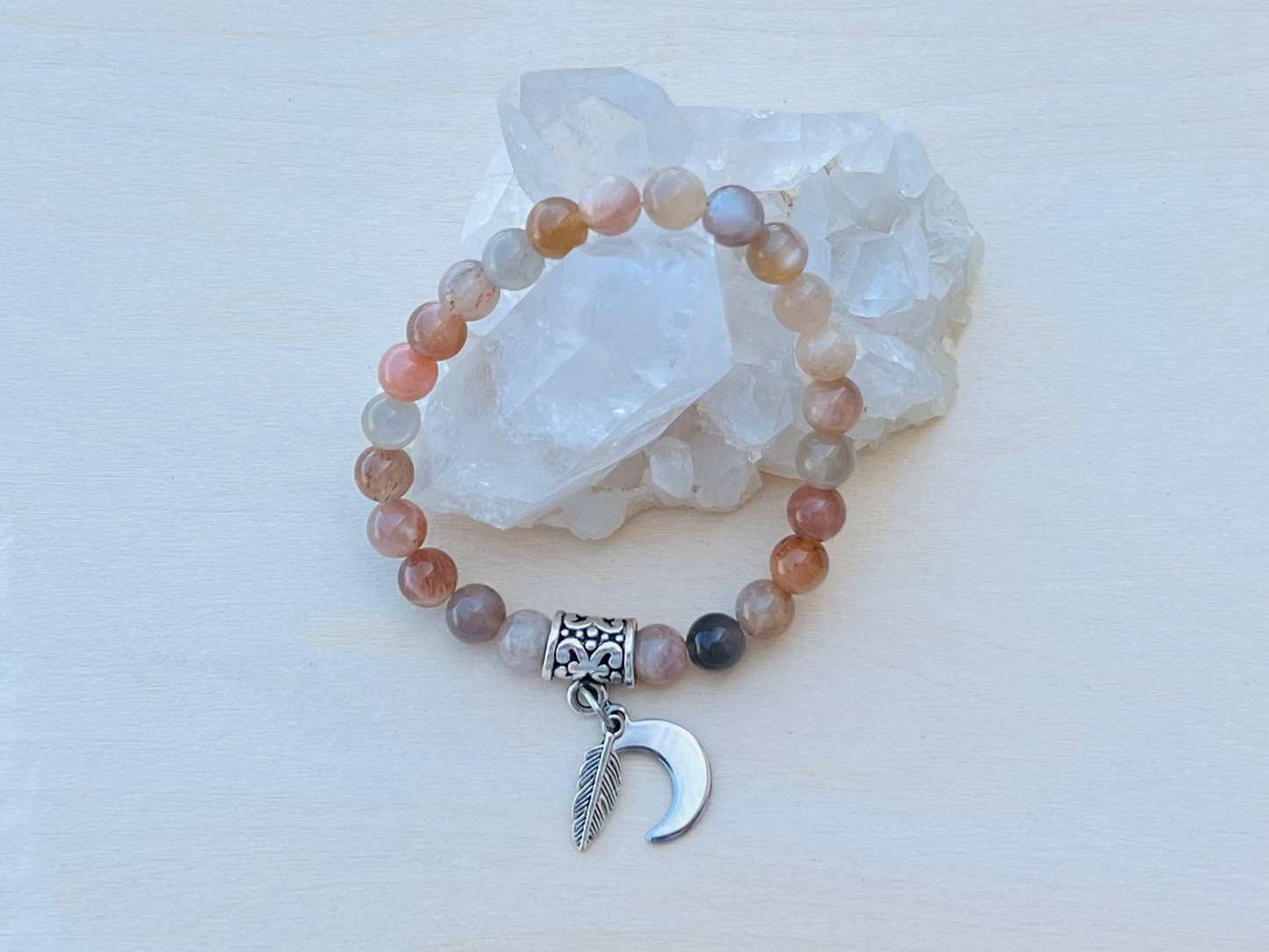 Orange Moonstone Bracelet for Divine Feminine Energy | Moonstone Gemstone Bracelet | Reiki Infused
