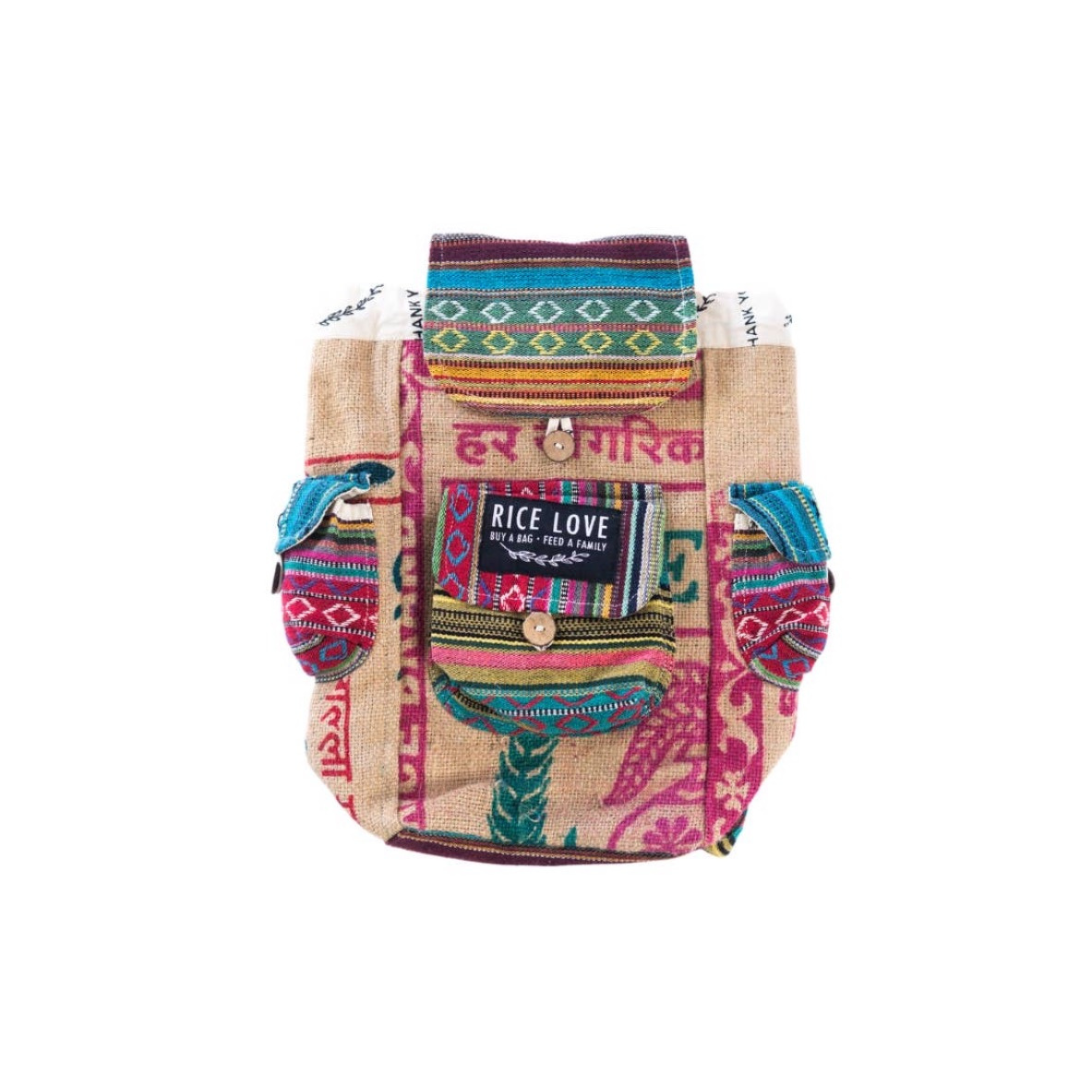 Rice Love | Mini Recycled Travel Backpack | Buy a Bag | Feed a Family