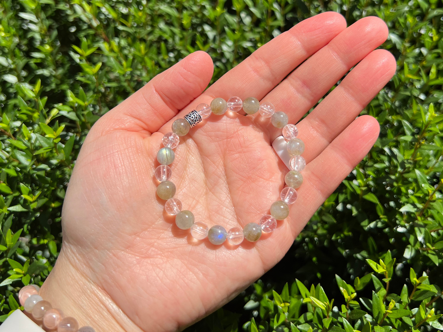 Labradorite + Crackle Quartz for Wisdom + Truth | Gemstone Bracelet | Handmade Jewelry | Reiki Infused