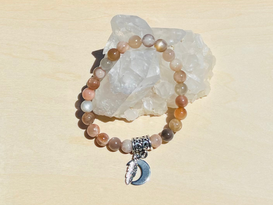 Orange Moonstone Bracelet for Divine Feminine Energy | Moonstone Gemstone Bracelet | Reiki Infused