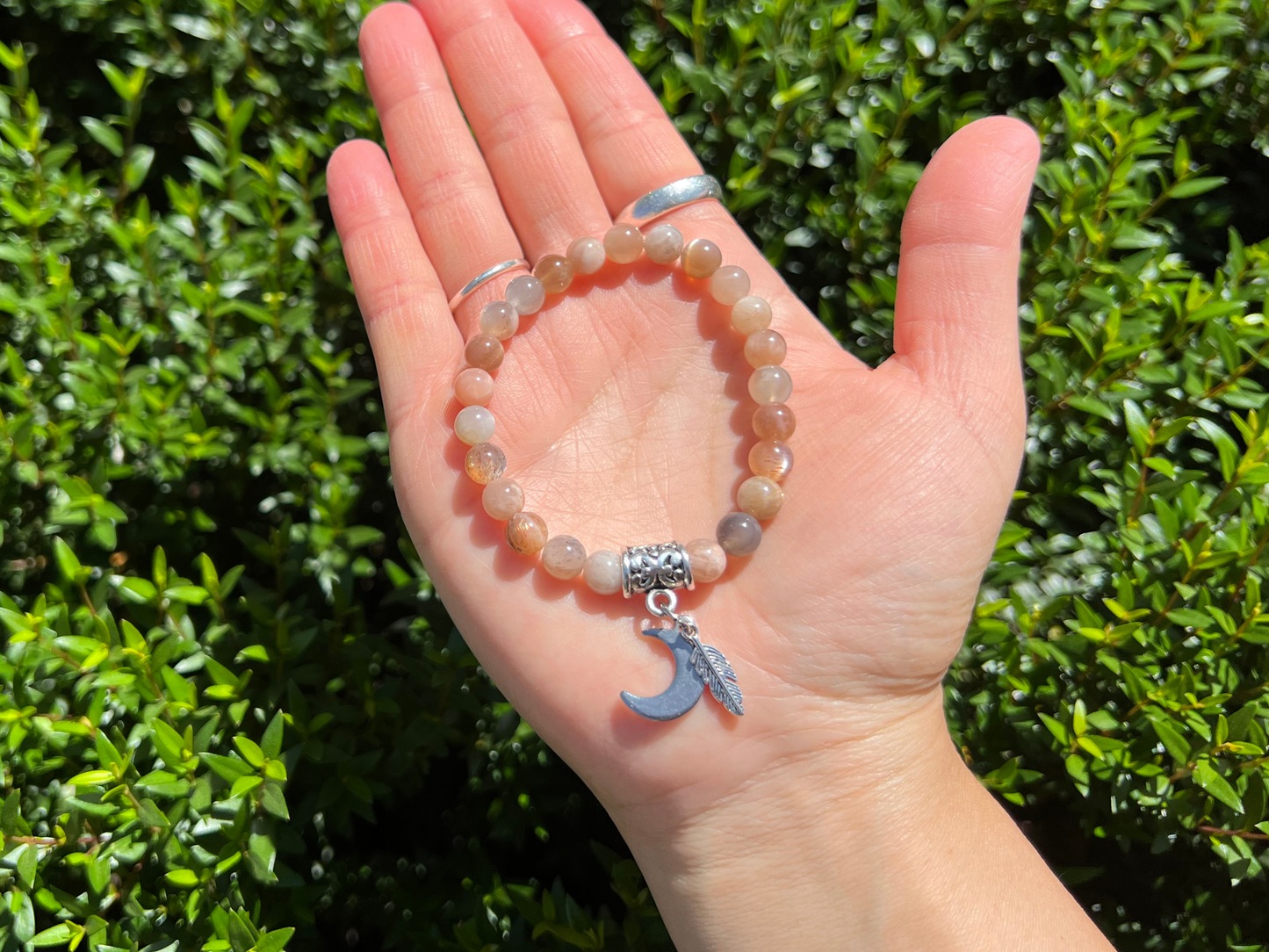Orange Moonstone Bracelet for Divine Feminine Energy | Moonstone Gemstone Bracelet | Reiki Infused