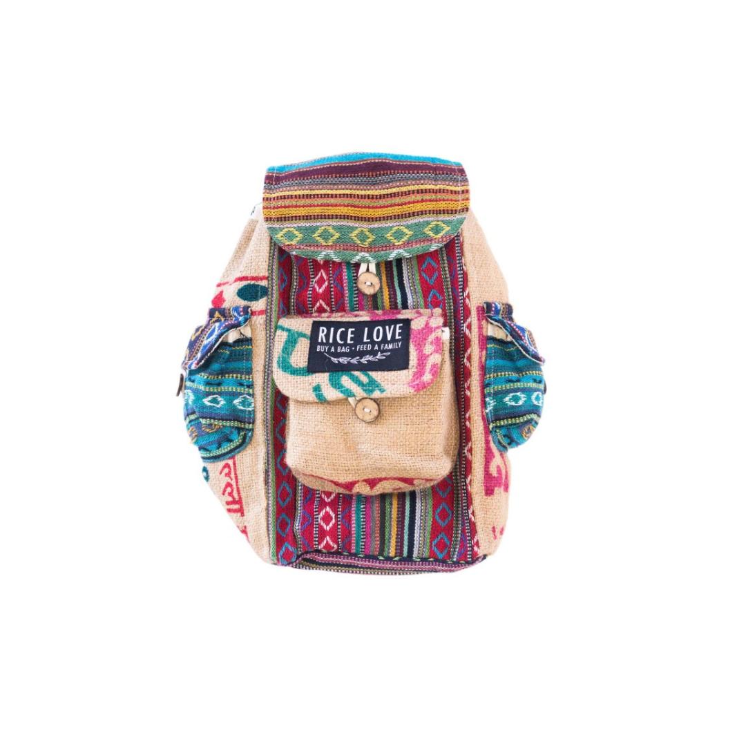 Rice Love | Mini Recycled Travel Backpack | Buy a Bag | Feed a Family