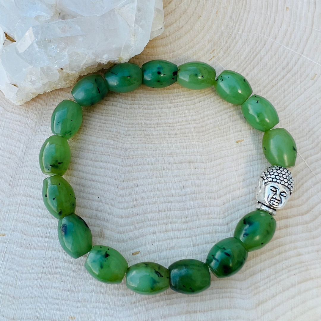 Rice Jade Gemstone Bracelet for Heart Expansion | Energy Crystal Beads | Gemstone Bracelet | Handmade Jewelry
