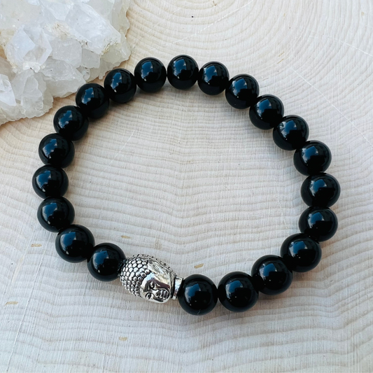 Black Jade Bracelet for Grounding | Gemstone Bracelet | Handmade Jewelry | Reiki Infused