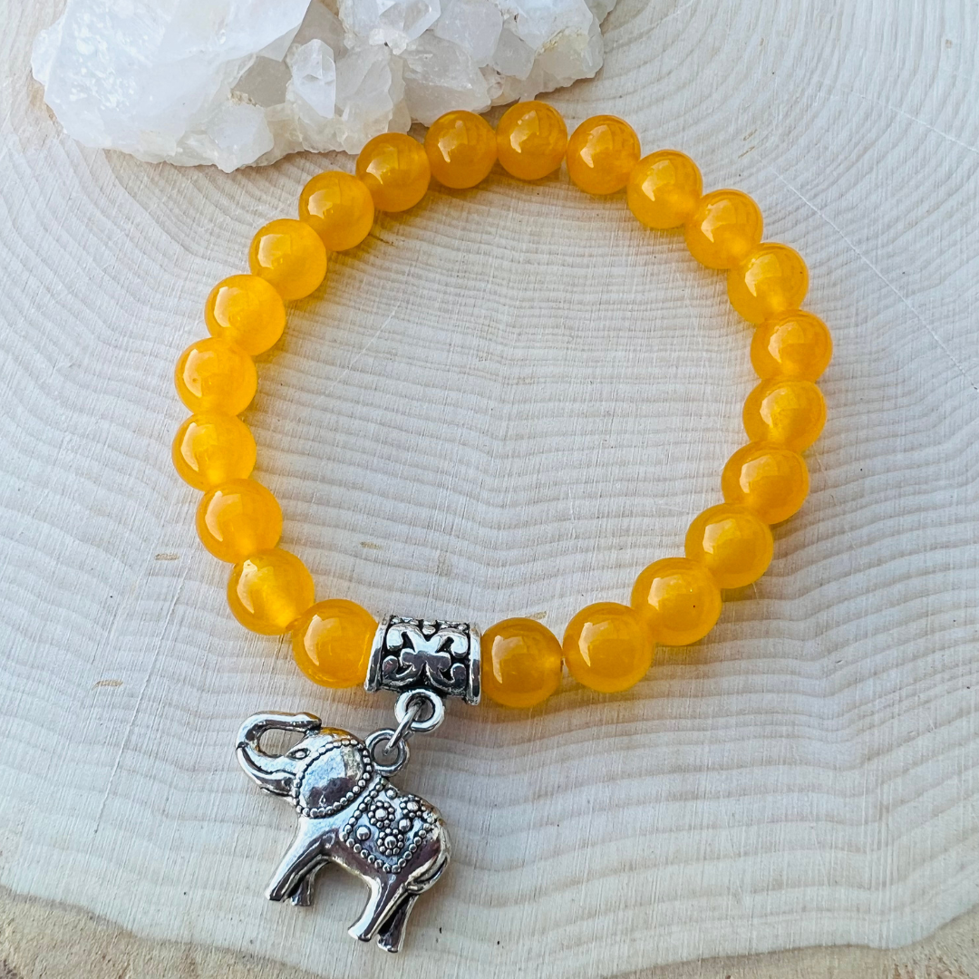 Yellow Jade Bracelet for Strength + Abundance | Energy Crystal Beads | Gemstone Bracelet | Handmade Jewelry | Reiki Infused