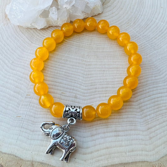 Yellow Jade Bracelet for Strength + Abundance | Energy Crystal Beads | Gemstone Bracelet | Handmade Jewelry | Reiki Infused